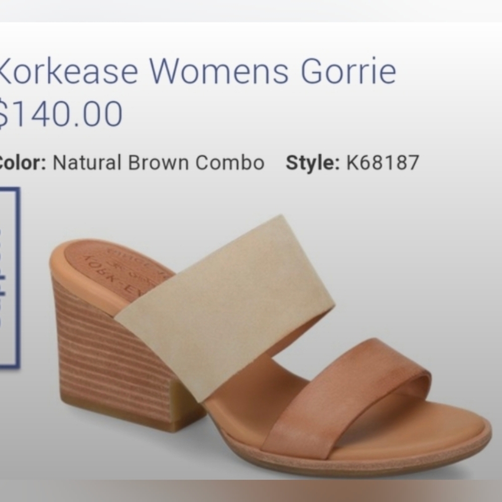 KORK-EASE Gorrie Natural Brown Combo Sandal Wedge Stacked Heel Sz 10